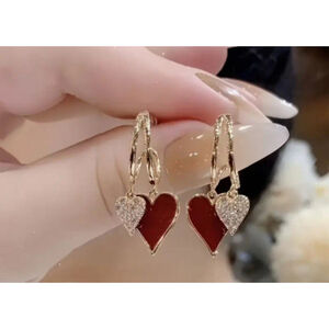 Women's Earrings Red Gold 2.5cm